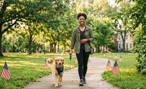 Saving Fido dog walker on an early morning Capitol Hill park route before 4th of July fireworks